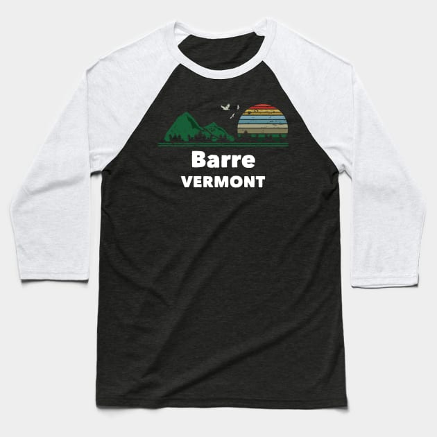 Mountain Sunset Flying Birds Outdoor Barre Vermont Baseball T-Shirt by greenrepublicmerch